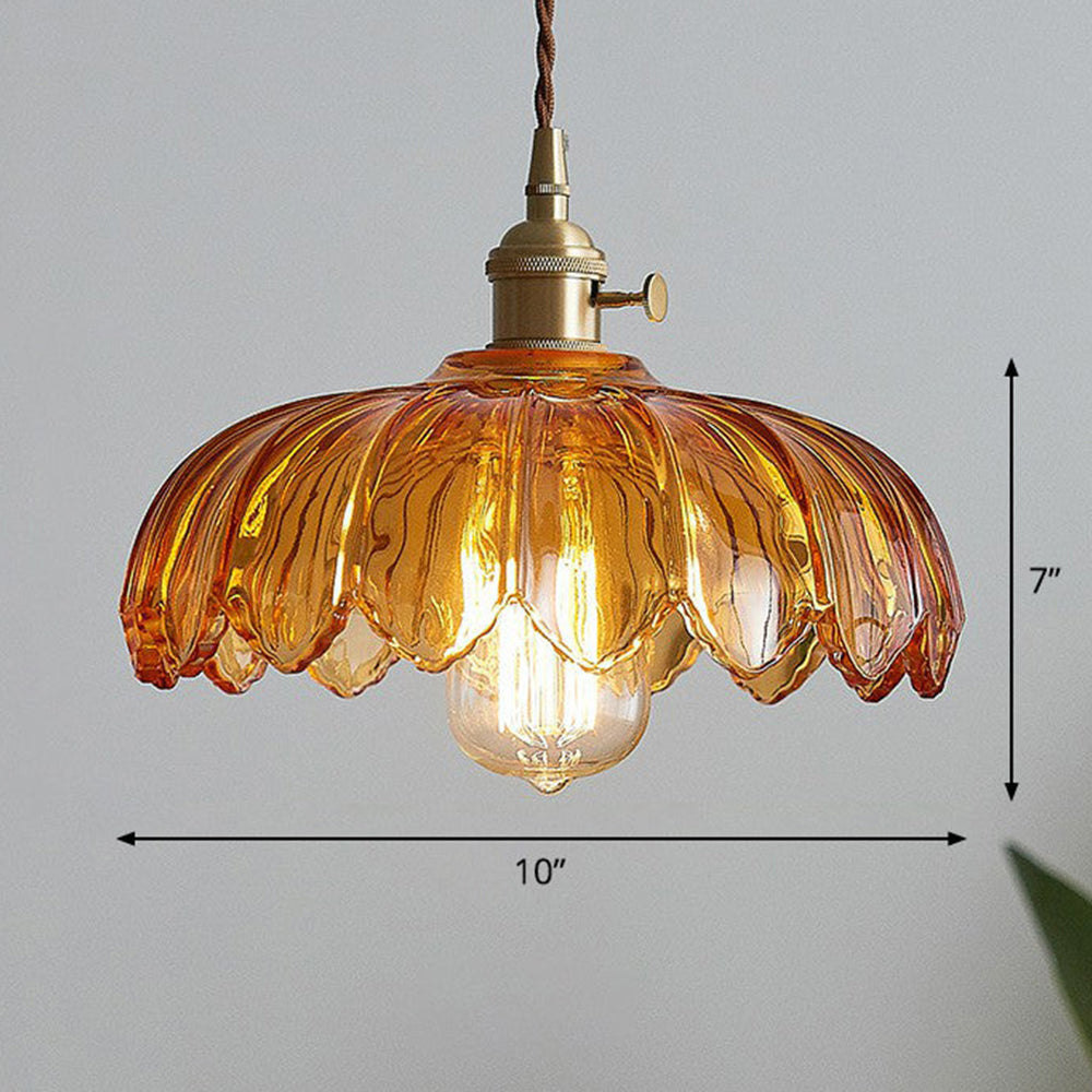 Nortensia - Vintage glass pendant lamp with flowers