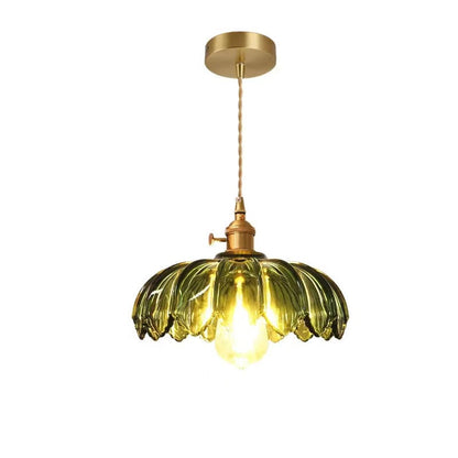 Nortensia - Vintage glass pendant lamp with flowers