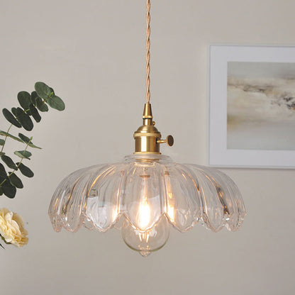 Nortensia - Vintage glass pendant lamp with flowers