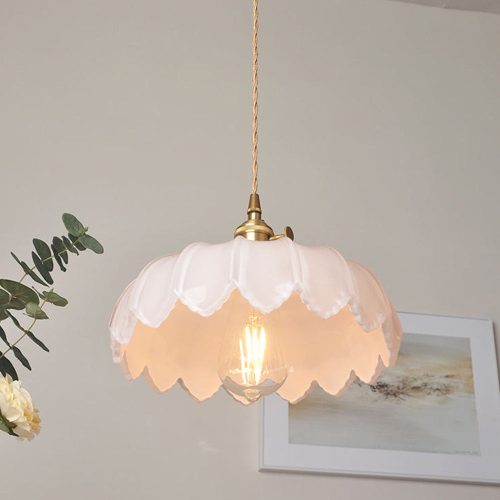 Nortensia - Vintage glass pendant lamp with flowers