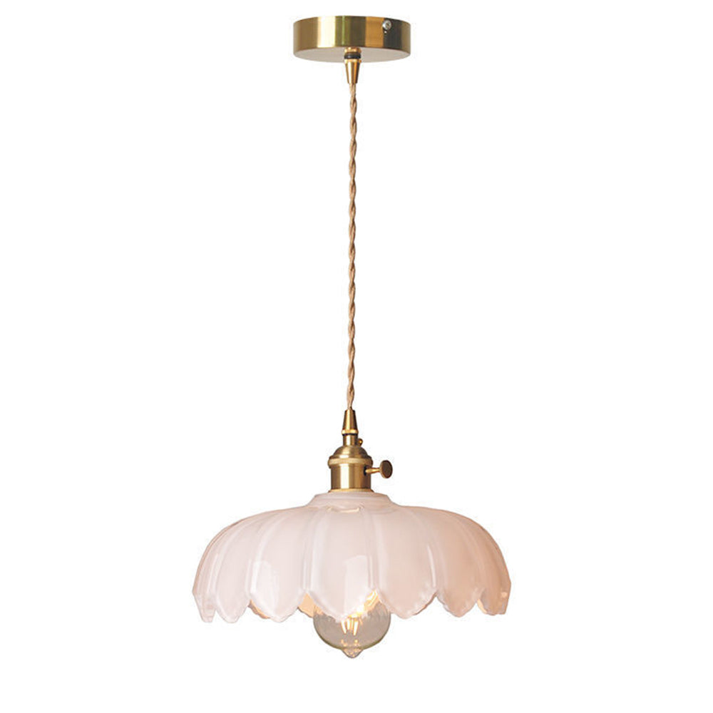 Nortensia - Vintage glass pendant lamp with flowers