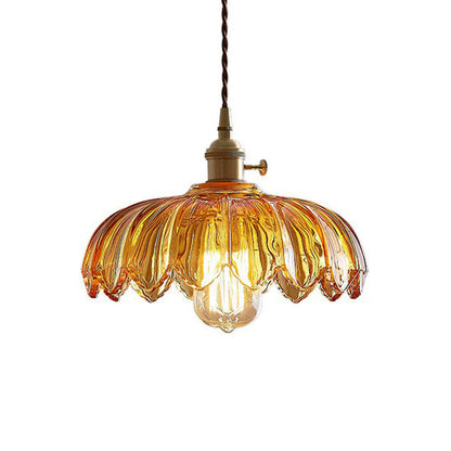 Nortensia - Vintage glass pendant lamp with flowers