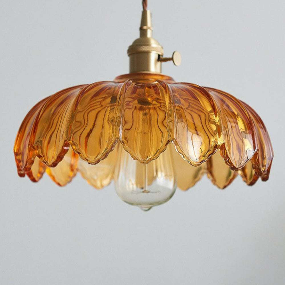 Nortensia - Vintage glass pendant lamp with flowers