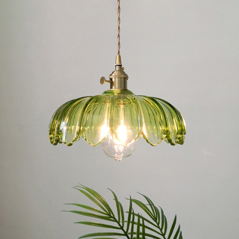 Nortensia - Vintage glass pendant lamp with flowers