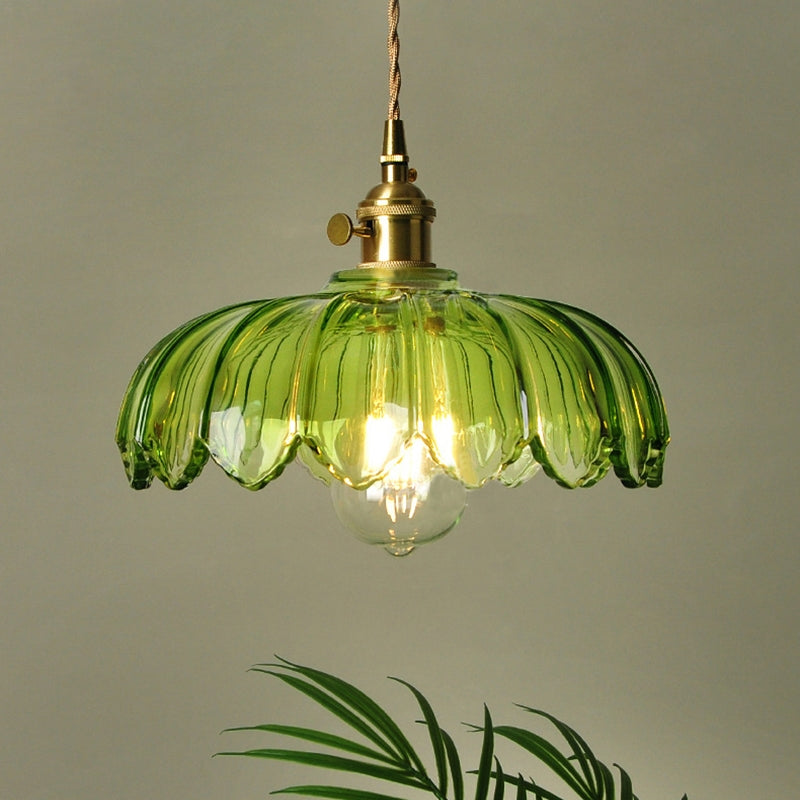 Nortensia - Vintage glass pendant lamp with flowers