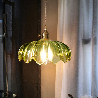 Nortensia - Vintage glass pendant lamp with flowers