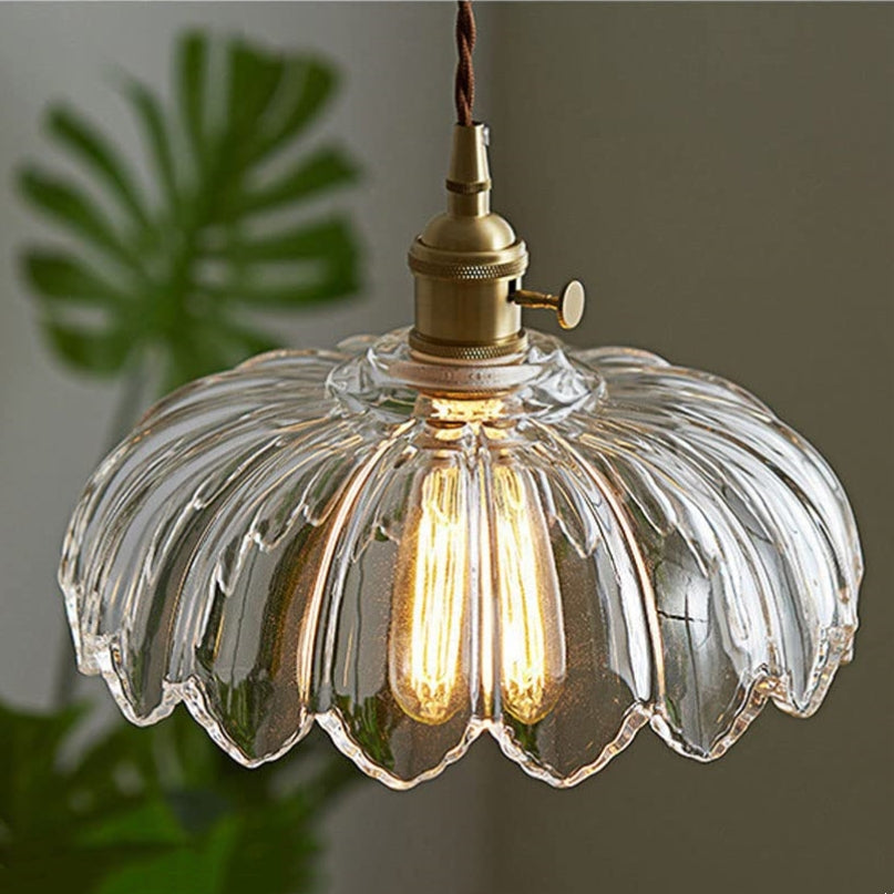 Nortensia - Vintage glass pendant lamp with flowers