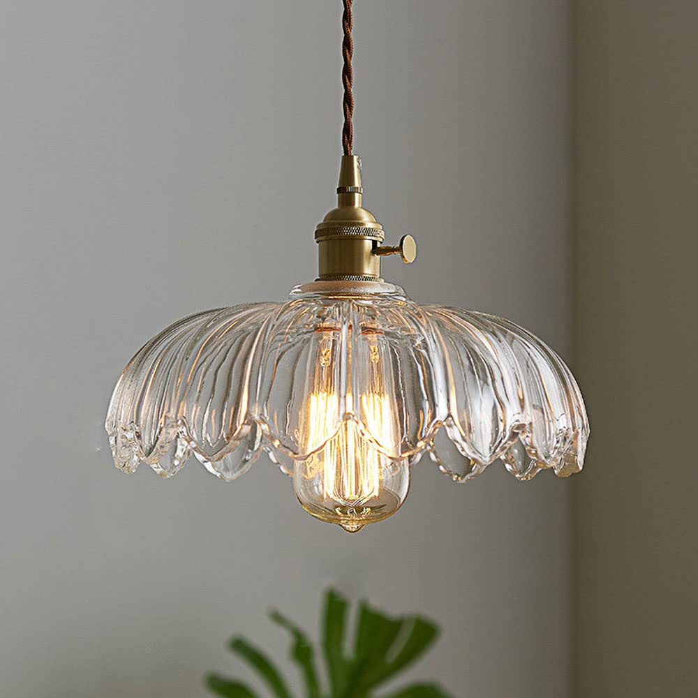 Nortensia - Vintage glass pendant lamp with flowers