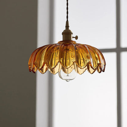 Nortensia - Vintage glass pendant lamp with flowers