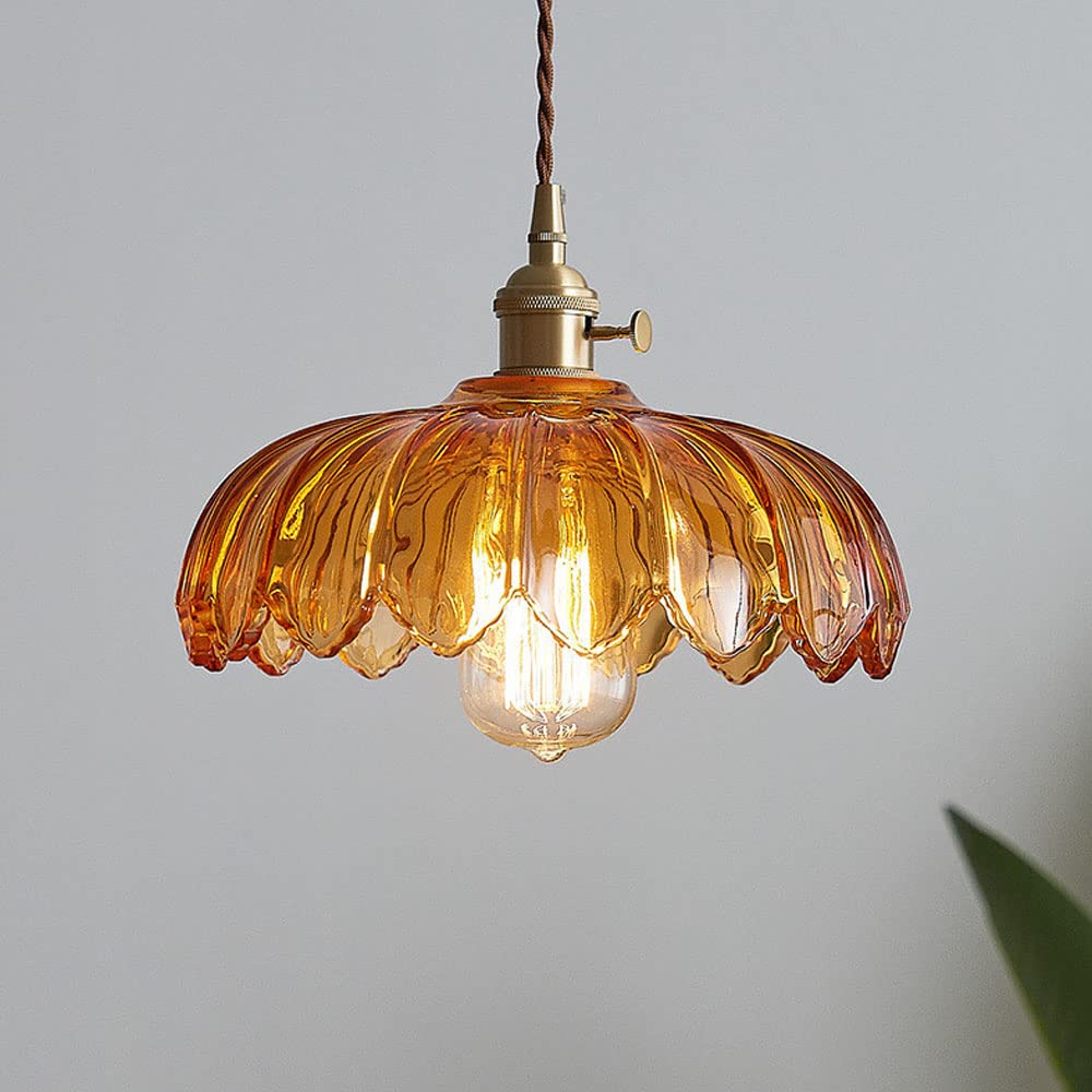 Nortensia - Vintage glass pendant lamp with flowers